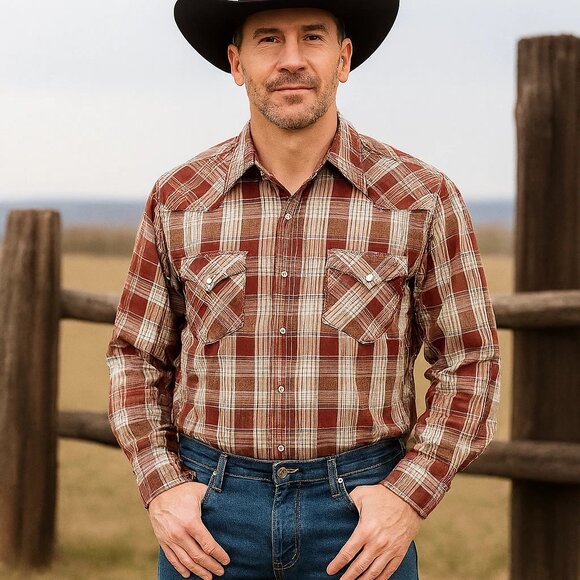 Vintage Saddle King Pearl Snap Plaid Shirt L Cowboy Core USA Western Rodeo 90s - Picture 6 of 6